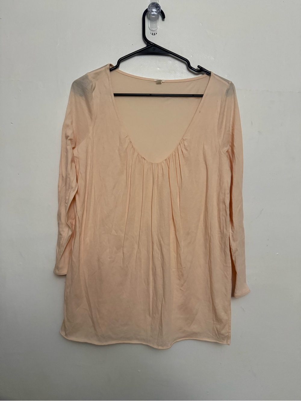 J. Crew Pale Peach Long Sleeve Scoop Neck Top